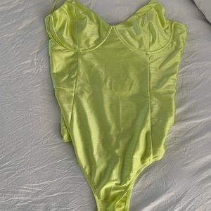 Like green satin body suit new w tags
